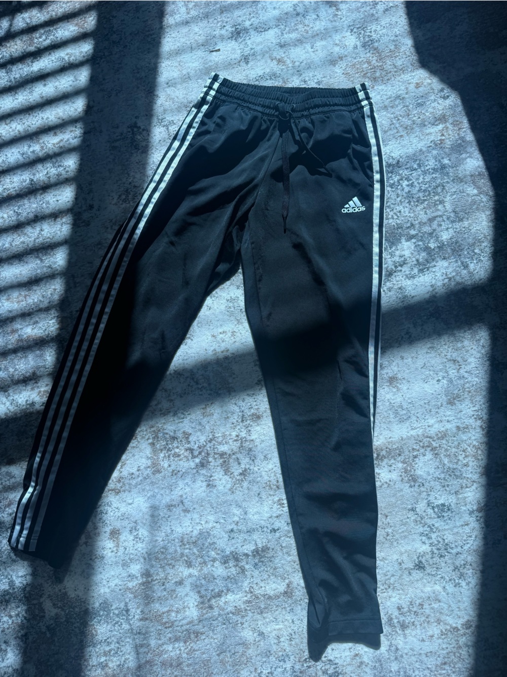 adidas Black Track Pants with White Side Stripes